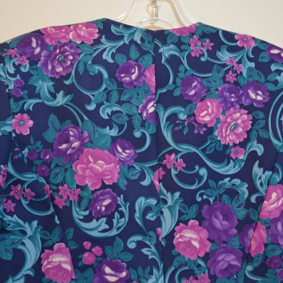 Retro NEW YORK - Made in U.S.A. Floral Prints Padded Shoulders Buttons Jacket 14 - Picture 7 of 8
